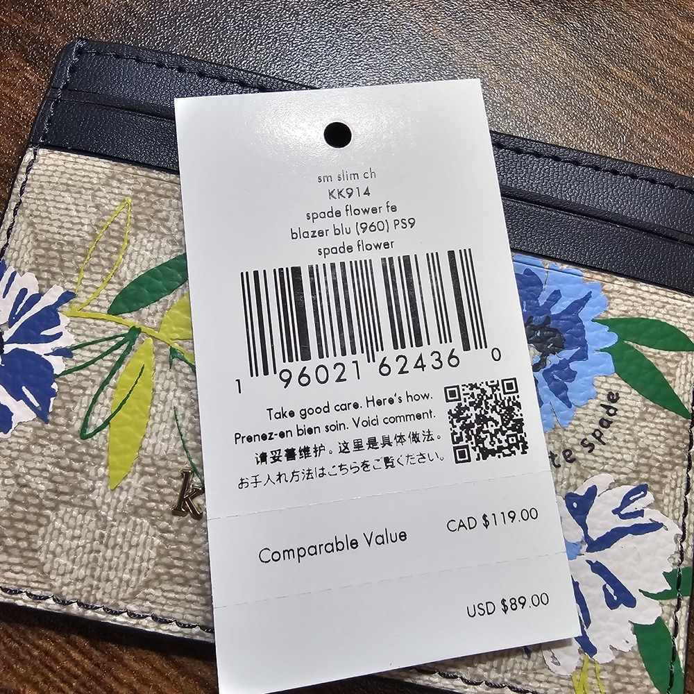 Kate Spade Floral Card Holder in Navy & Cream - Picture 4 of 5